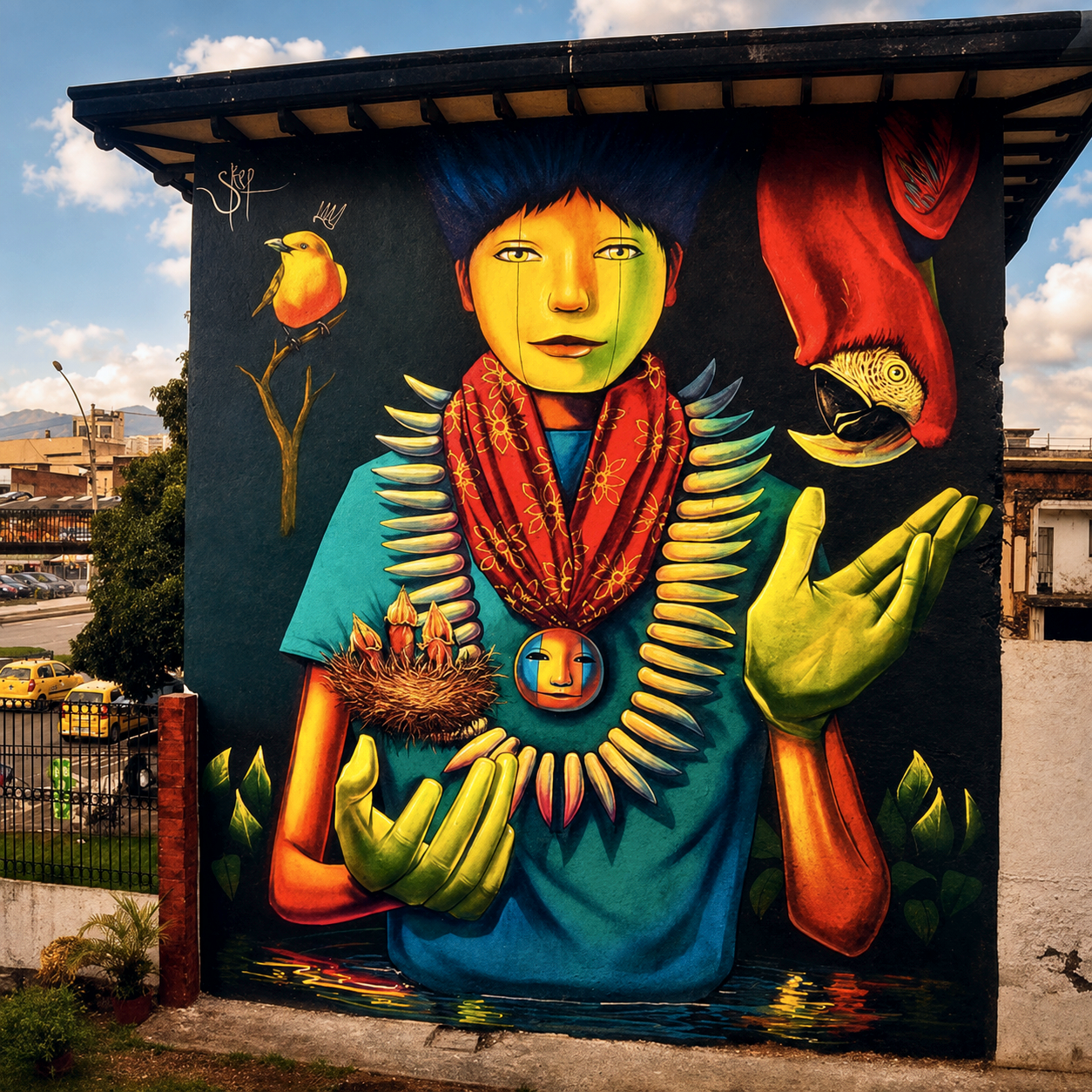 Kolorowy mural w Bogocie